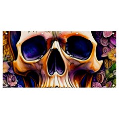 Bone Skull Floral Banner And Sign 8  X 4  by GardenOfOphir