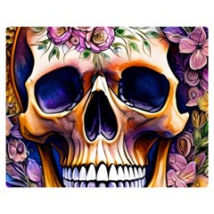 Bone Skull Floral Premium Plush Fleece Blanket (medium) by GardenOfOphir