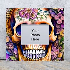 Bone Skull Floral White Wall Photo Frame 5  X 7 