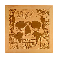 Bone Skull Floral Wood Photo Frame Cube