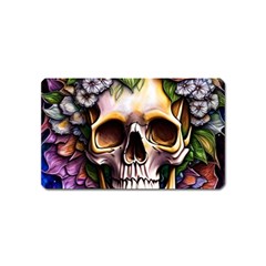 Death Skull Floral Magnet (name Card) by GardenOfOphir