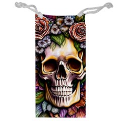 Death Skull Floral Jewelry Bag by GardenOfOphir