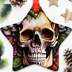 Death Skull Floral Star Ornament (two Sides)