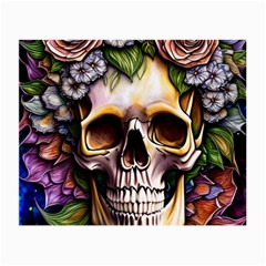 Death Skull Floral Small Glasses Cloth (2 Sides) by GardenOfOphir