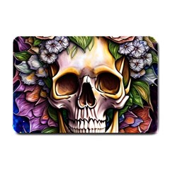 Death Skull Floral Small Doormat by GardenOfOphir