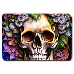 Death Skull Floral Large Doormat by GardenOfOphir