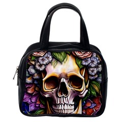 Death Skull Floral Classic Handbag (one Side) by GardenOfOphir