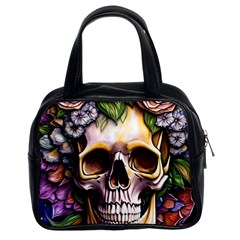 Death Skull Floral Classic Handbag (two Sides) by GardenOfOphir