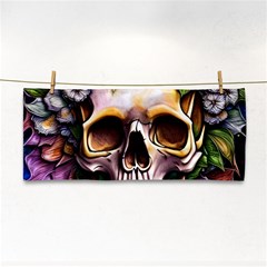 Death Skull Floral Hand Towel by GardenOfOphir