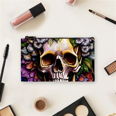 Death Skull Floral Cosmetic Bag (small) by GardenOfOphir