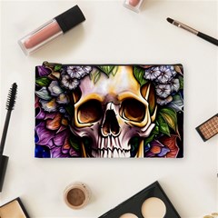 Death Skull Floral Cosmetic Bag (medium)