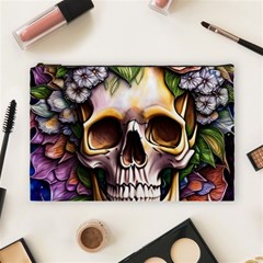 Death Skull Floral Cosmetic Bag (large) by GardenOfOphir