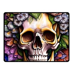 Death Skull Floral Fleece Blanket (small) by GardenOfOphir