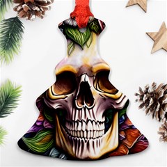 Death Skull Floral Christmas Tree Ornament (two Sides)