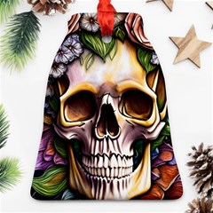 Death Skull Floral Bell Ornament (two Sides) by GardenOfOphir