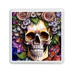 Death Skull Floral Memory Card Reader (square) by GardenOfOphir