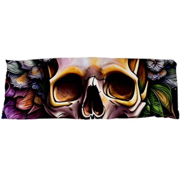 Death Skull Floral Body Pillow Case Dakimakura (Two Sides)