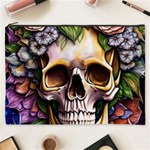 Death Skull Floral Cosmetic Bag (XXXL) Front