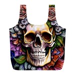 Death Skull Floral Full Print Recycle Bag (L) Front