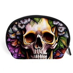 Death Skull Floral Accessory Pouch (large) by GardenOfOphir