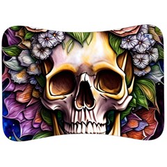 Death Skull Floral Velour Seat Head Rest Cushion by GardenOfOphir