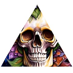 Death Skull Floral Wooden Puzzle Triangle by GardenOfOphir