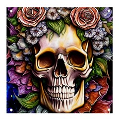 Death Skull Floral Banner And Sign 4  X 4  by GardenOfOphir