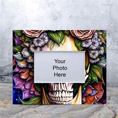 Death Skull Floral White Tabletop Photo Frame 4 x6 