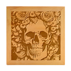 Death Skull Floral Wood Photo Frame Cube