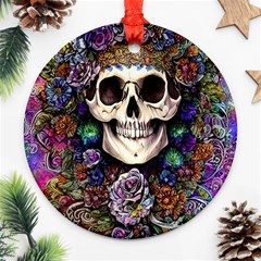 Dead Cute Skull Floral Ornament (round) by GardenOfOphir