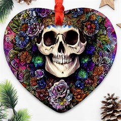 Dead Cute Skull Floral Ornament (heart)