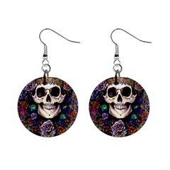 Dead Cute Skull Floral Mini Button Earrings by GardenOfOphir