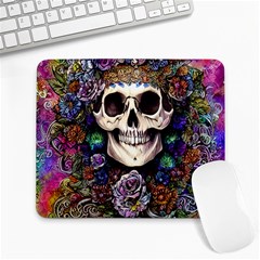 Dead Cute Skull Floral Large Mousepad by GardenOfOphir