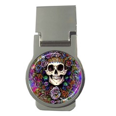 Dead Cute Skull Floral Money Clips (round)  by GardenOfOphir