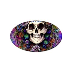 Dead Cute Skull Floral Sticker Oval (100 Pack) by GardenOfOphir