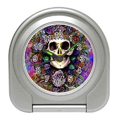 Dead Cute Skull Floral Travel Alarm Clock by GardenOfOphir