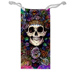 Dead Cute Skull Floral Jewelry Bag by GardenOfOphir