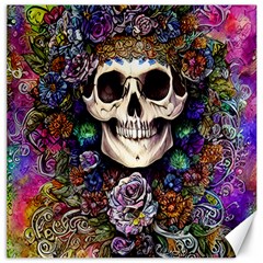 Dead Cute Skull Floral Canvas 20  X 20  by GardenOfOphir