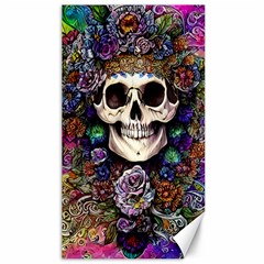 Dead Cute Skull Floral Canvas 40  X 72  by GardenOfOphir