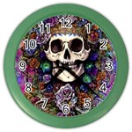 Dead Cute Skull Floral Color Wall Clock Front