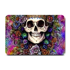 Dead Cute Skull Floral Small Doormat by GardenOfOphir