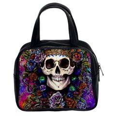 Dead Cute Skull Floral Classic Handbag (two Sides) by GardenOfOphir