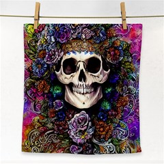 Dead Cute Skull Floral Face Towel by GardenOfOphir