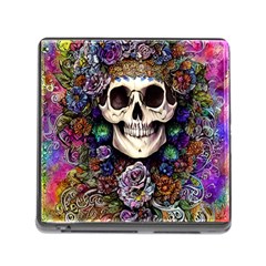 Dead Cute Skull Floral Memory Card Reader (square 5 Slot) by GardenOfOphir