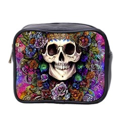 Dead Cute Skull Floral Mini Toiletries Bag (two Sides) by GardenOfOphir