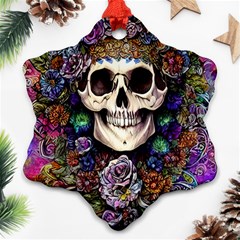 Dead Cute Skull Floral Ornament (snowflake) by GardenOfOphir