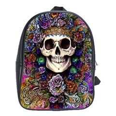 Dead Cute Skull Floral School Bag (xl) by GardenOfOphir