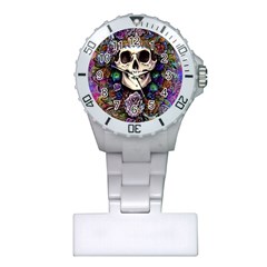 Dead Cute Skull Floral Plastic Nurses Watch by GardenOfOphir