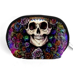 Dead Cute Skull Floral Accessory Pouch (medium) by GardenOfOphir