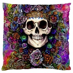 Dead Cute Skull Floral Standard Premium Plush Fleece Cushion Case (two Sides) by GardenOfOphir